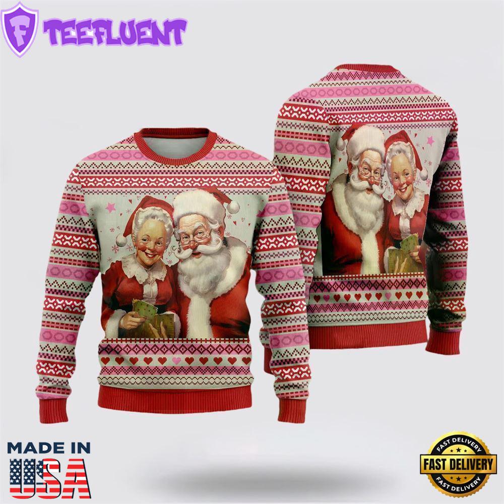 Santa Claus Couples Ugly Christmas Sweater For Men And Women