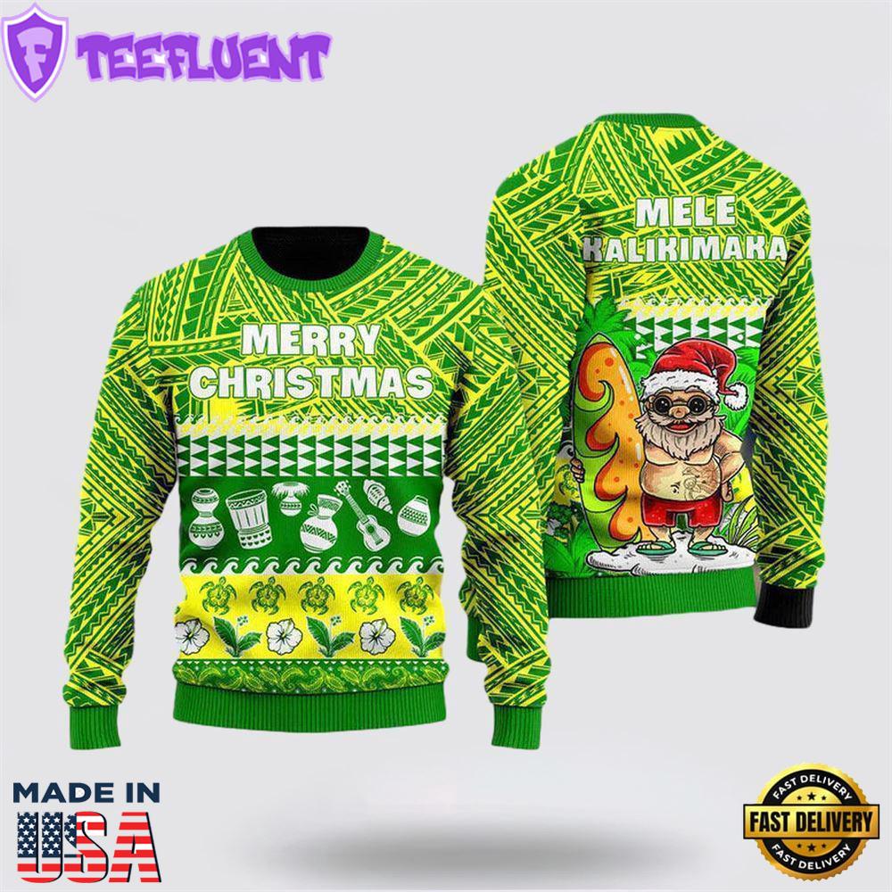 Santa Claus Mele Kalikimaka Christmas Ugly Christmas Sweater For Men And Women
