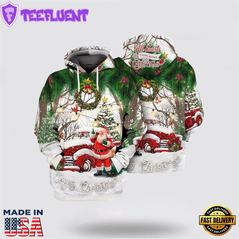 Santa Claus Merry Christmas 4 All Over Print 3D Hoodie