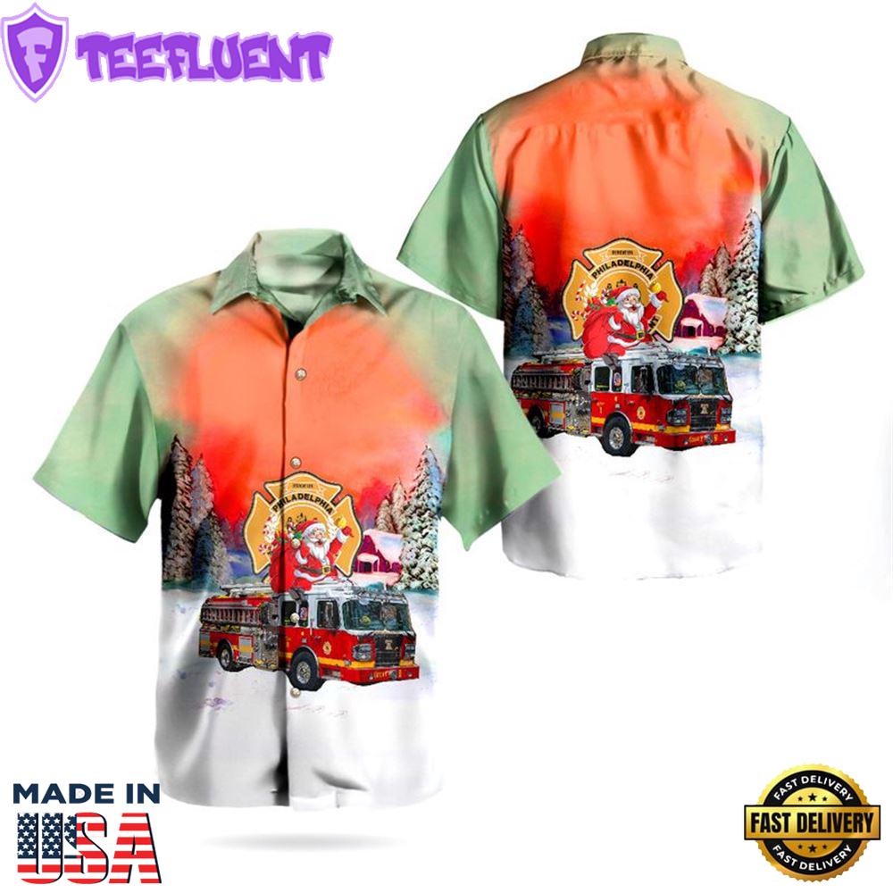 Santa Claus Philadelphia Fire Department Company Christmas Hawaiian Shirt