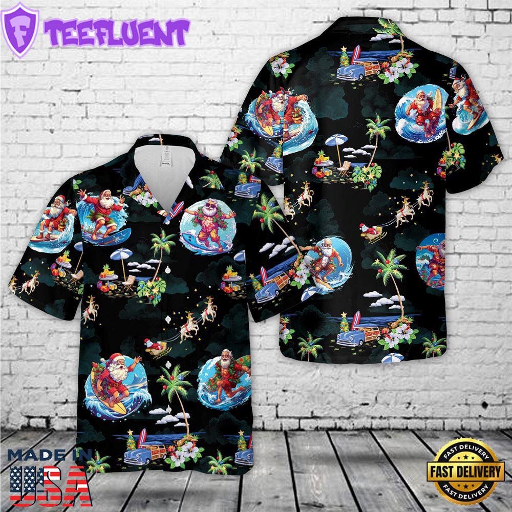 Santa Claus Surfing Christmas Hawaiian Shirt