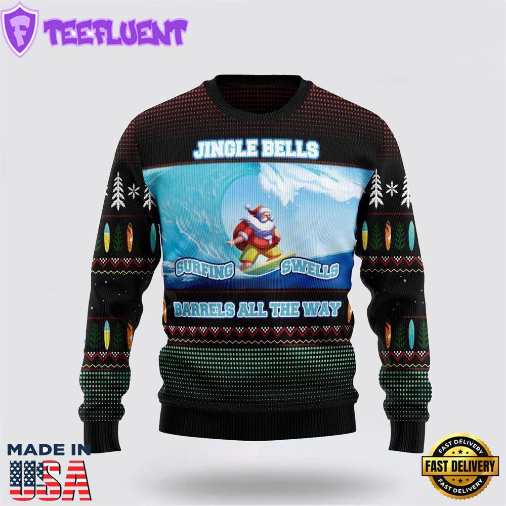 Santa Claus Surfing Ugly Christmas Sweater For Men And Women