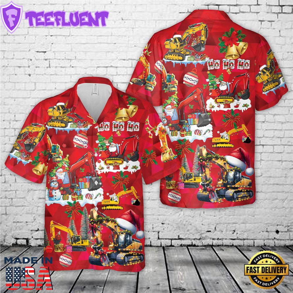 Santa Excavator Christmas Hawaiian Shirt
