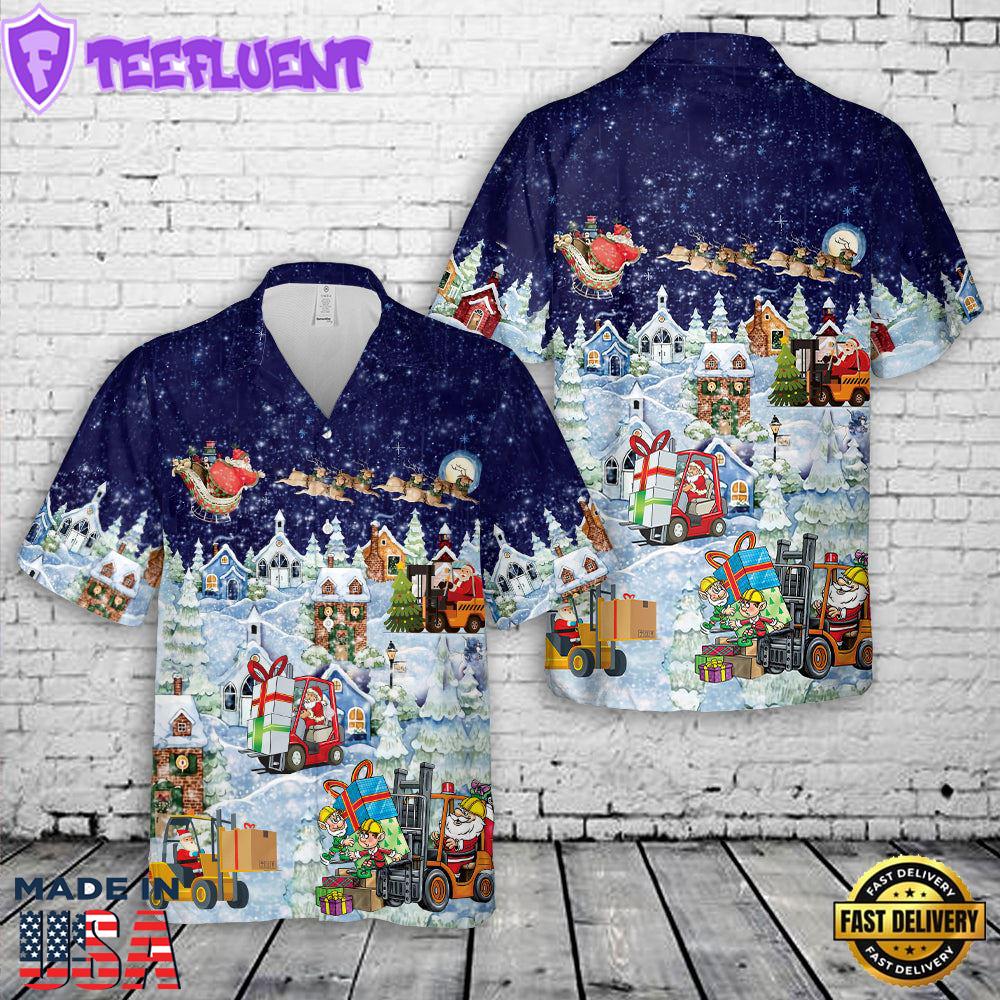 Santa Forklift Christmas Hawaiian Shirt