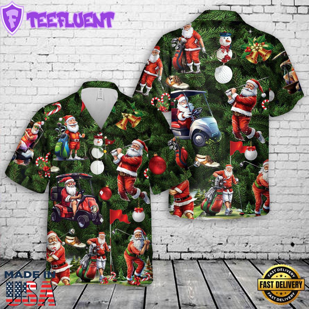 Santa Golf player Funny Christmas Hawaiian Shirt