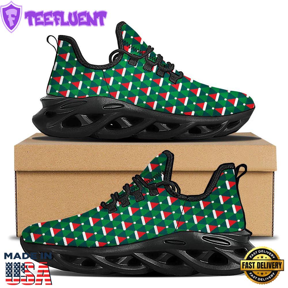 Santa Hats Christmas Print Pattern Black Max Soul Shoes