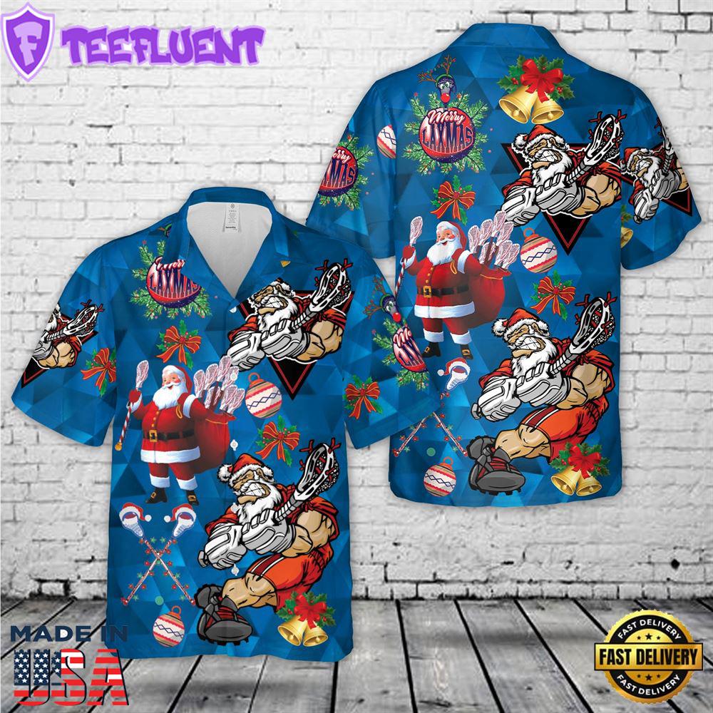 Santa Lacrosse Christmas Hawaiian Shirt