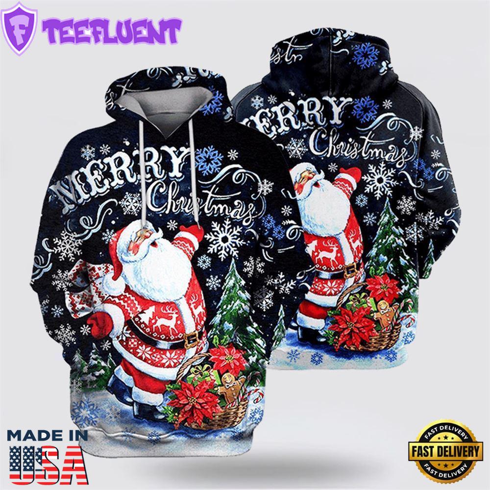 Santa Merry Christmas All Over Print 3D Hoodie