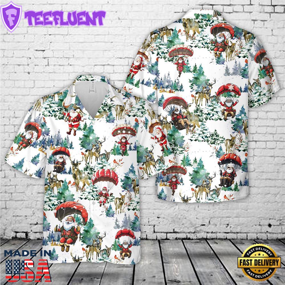 Santa Parachute Christmas Hawaiian Shirt