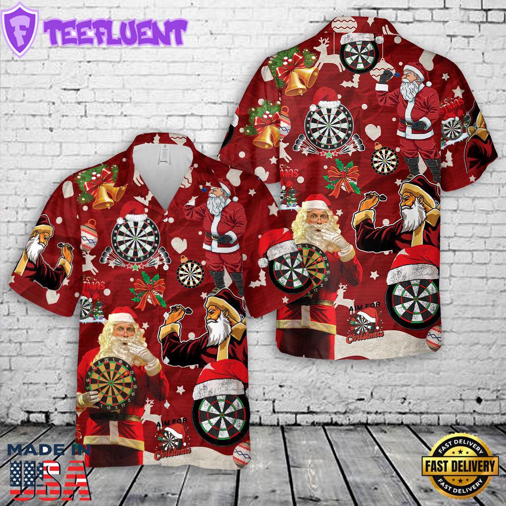 Santa Playing Darts Christmas Hawaiian Shirt