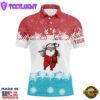 Santa Playing Golf Red Blue Mens Polo Shirt Christmas