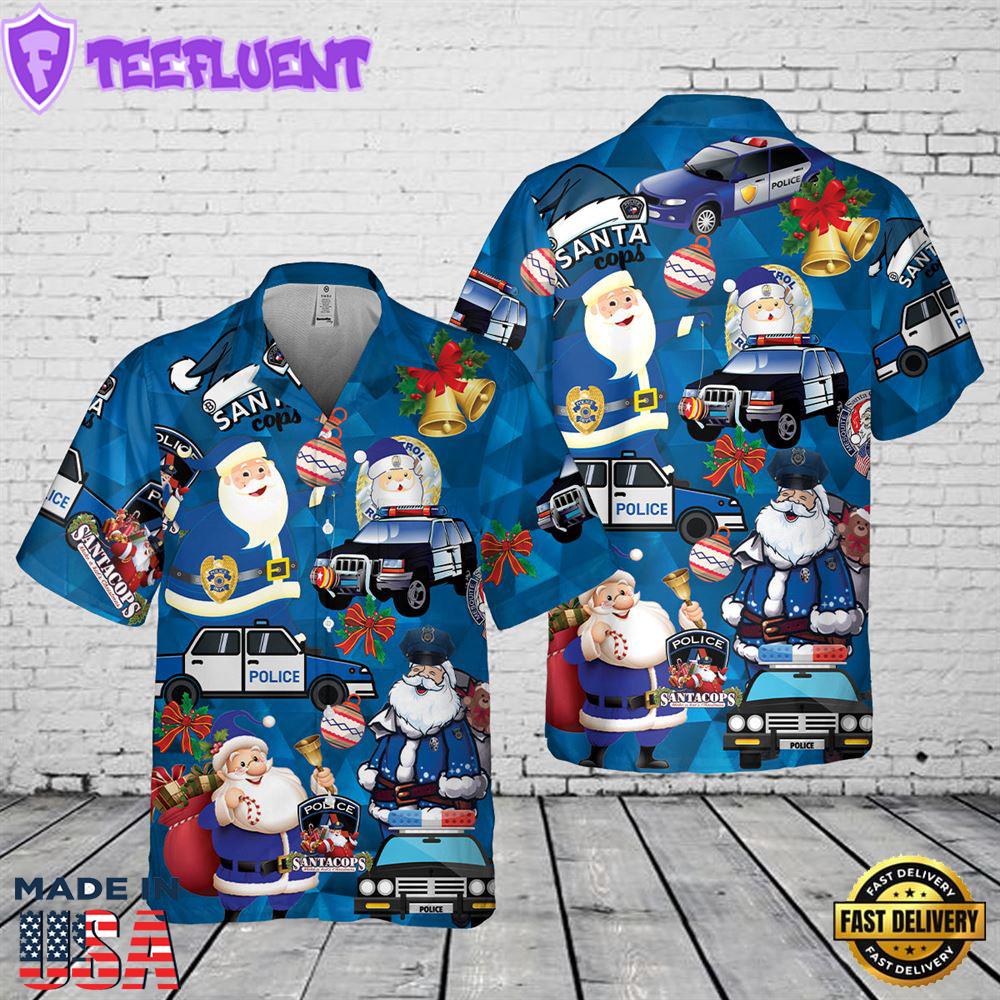 Santa Police Christmas Pocket Hawaiian Shirt