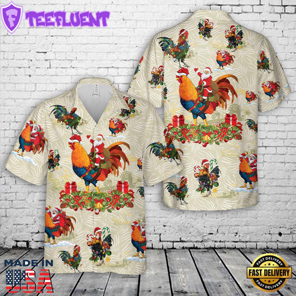 Santa Rooster Christmas Hawaiian Shirt