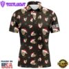 Santa Skull Golf Mens Polo Shirts Custom Name Christmas