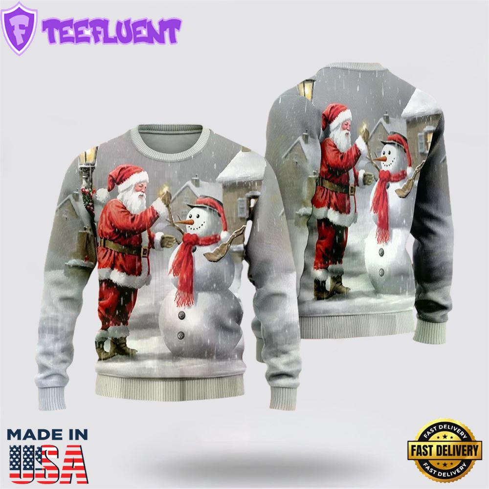 Santa & Snowmans Ugly Christmas Sweater For Men And Women
