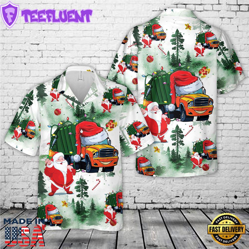 Santa Waste Management Garbage Truck Christmas Hawaiian Shirt
