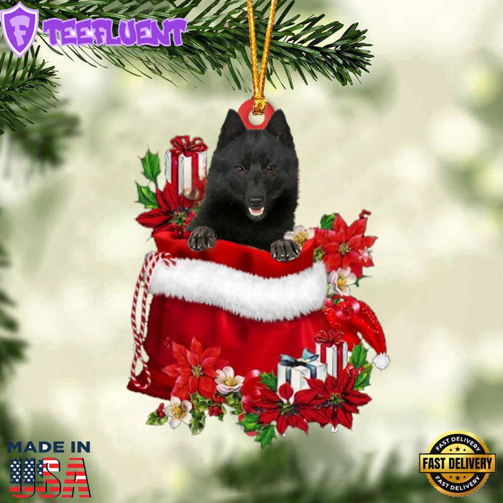 Schipperke In Gift Bag Christmas Ornament, Gift For Christmas