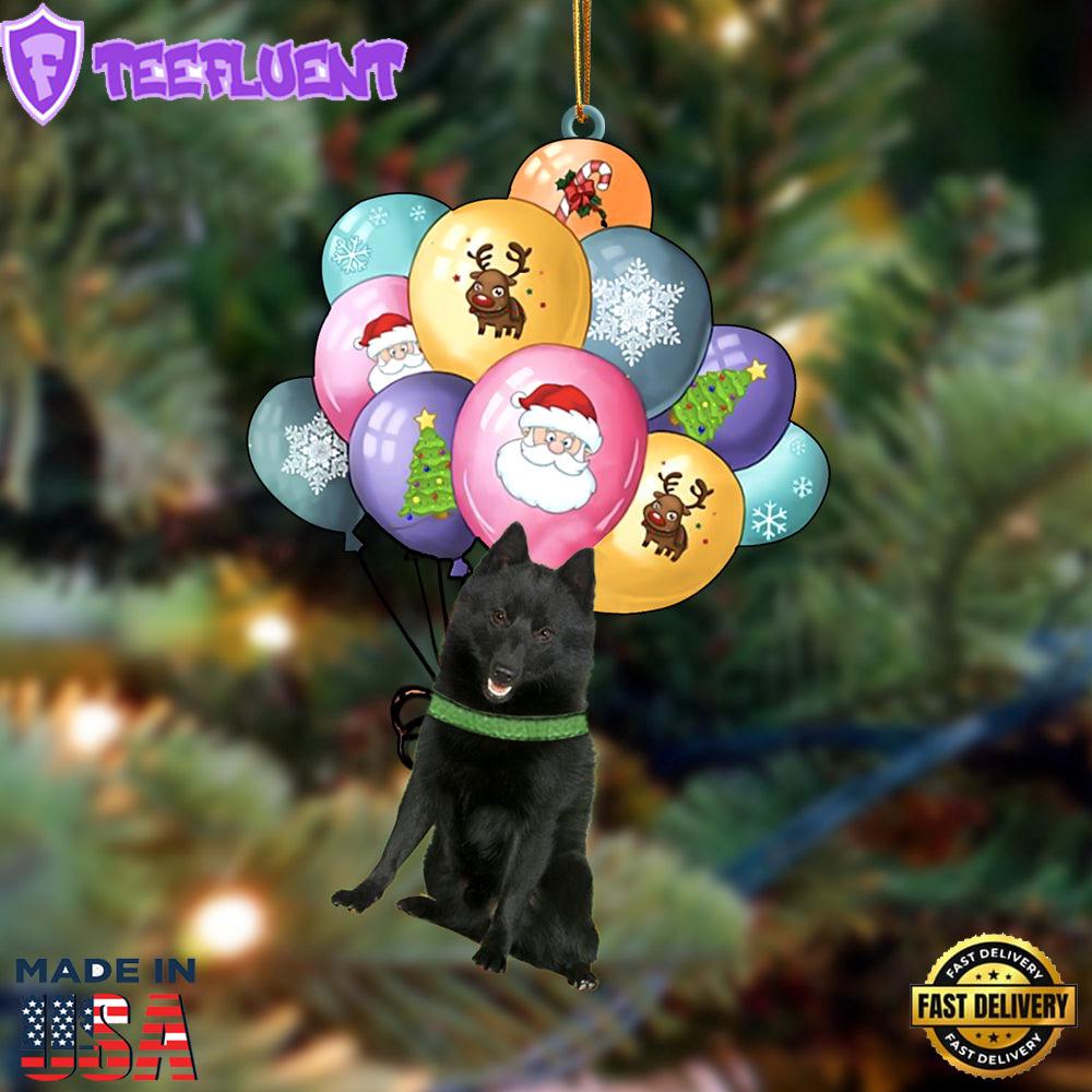 Schipperke With Balloons Christmas Ornament, Gift For Christmas