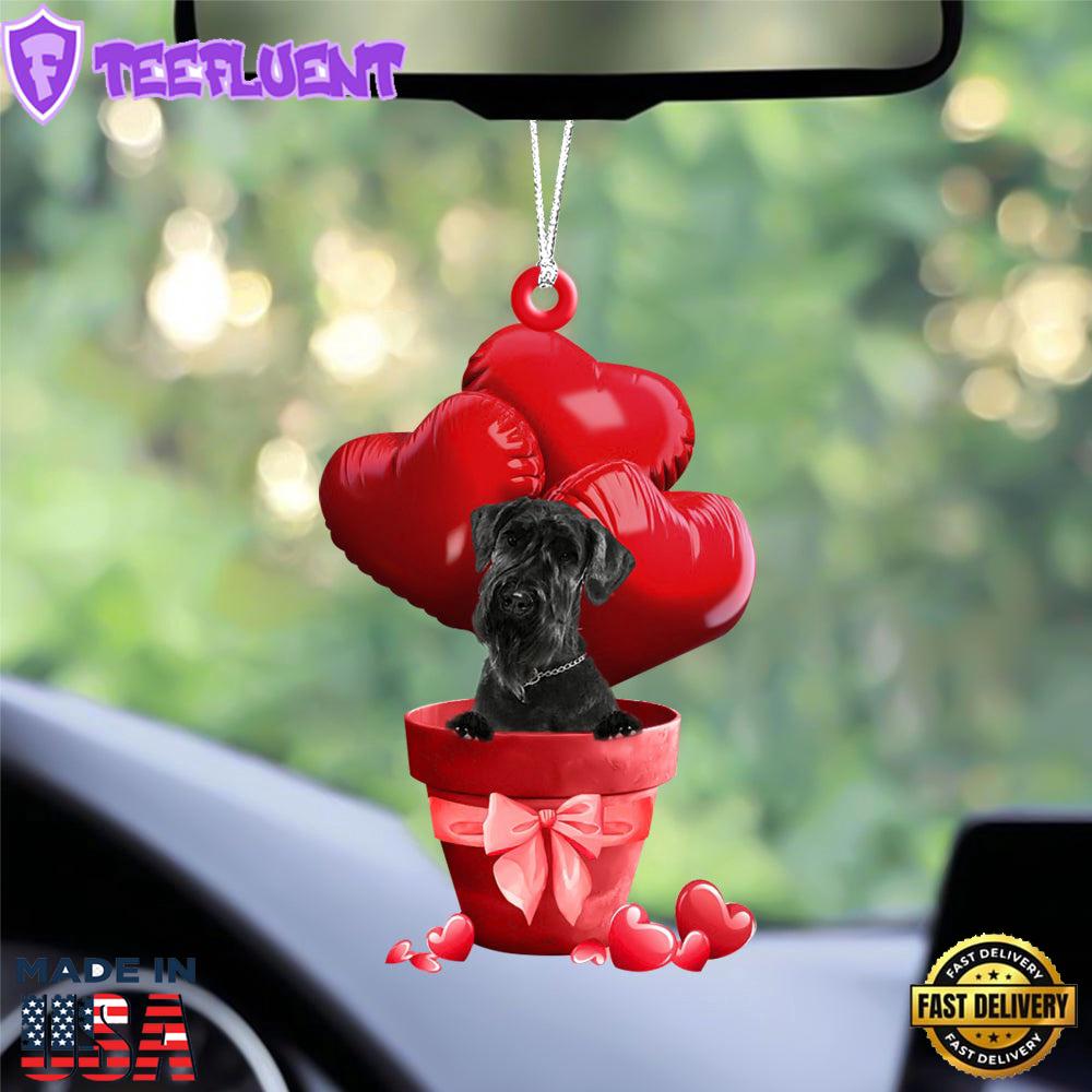 Schnauzer Red Heart Balloon Ornament, Gift For Christmas