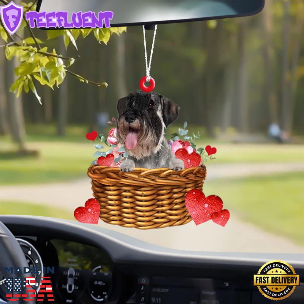 Schnauzer With Rose & Heart Ornament, Gift For Christmas