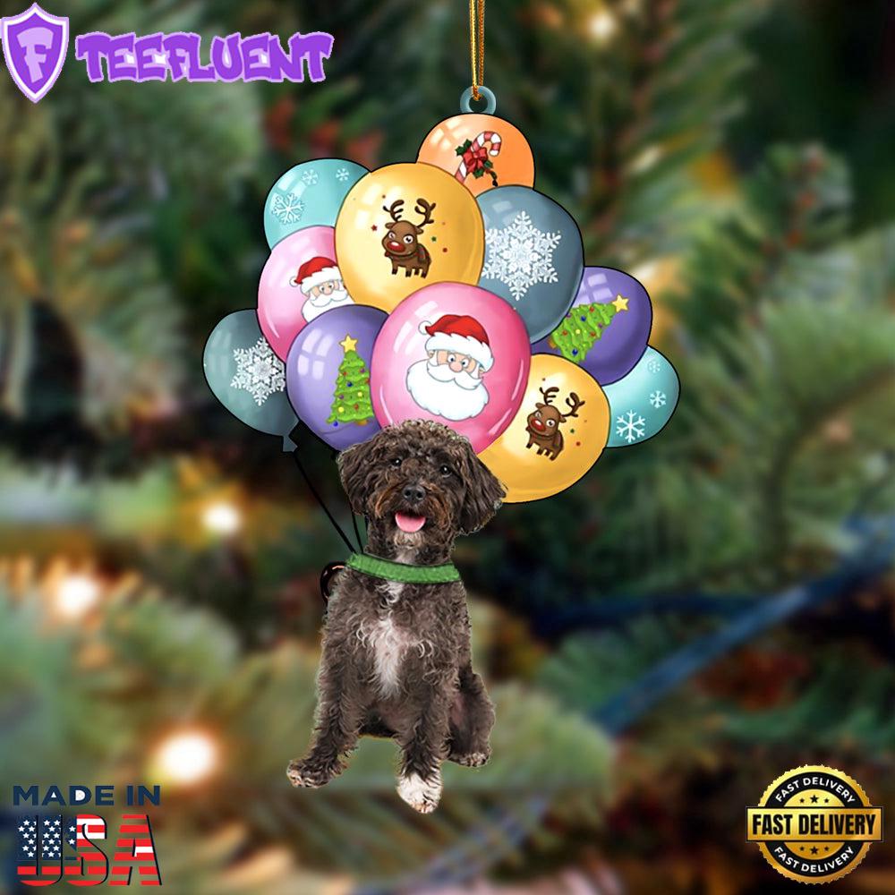 Schnoodle With Balloons Christmas Ornament, Gift For Christmas