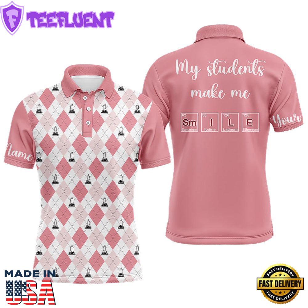 Science Pink Argyle Pattern, My Students Make Me Smile Men D Polo Shirt