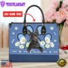 Scottish Terrier Dog Lover Leather Bag With Daisy Flowers
