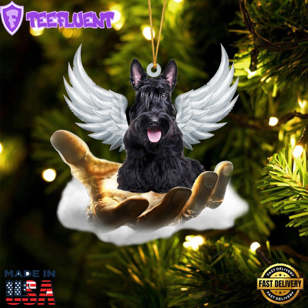 Scottish Terrier On The Hands Of Jesus Ornament, Gift For Christmas