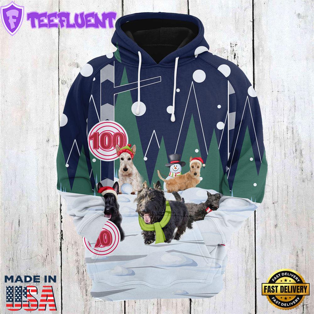 Scottish Terrier Playing Christmas Hoodie All Over Print