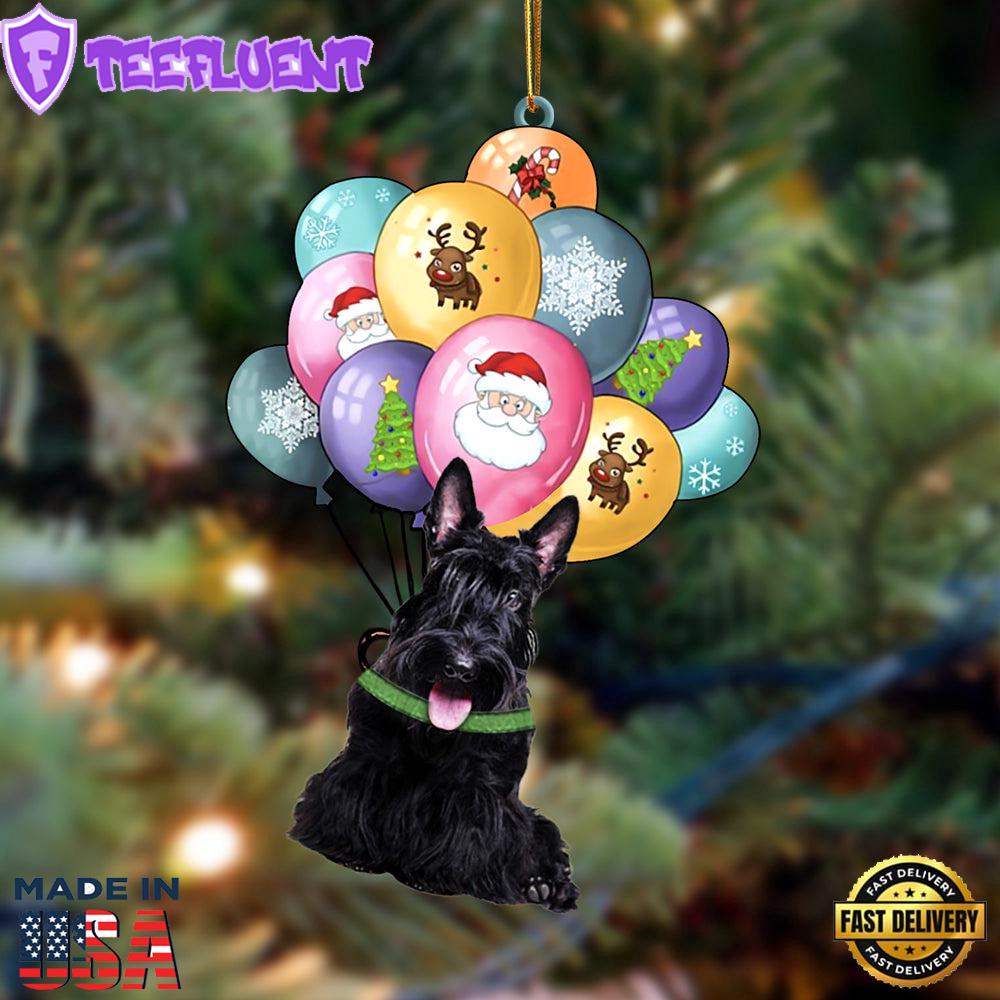 Scottish Terrier With Balloons Christmas Ornament, Gift For Christmas