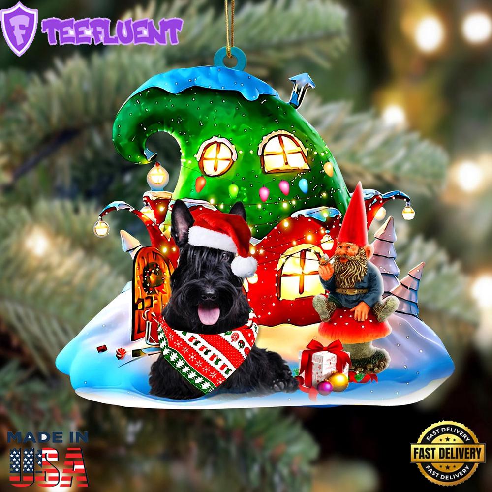 Scottish Terrier With Rudolph's House Christmas Ornament, Gift For Christmas