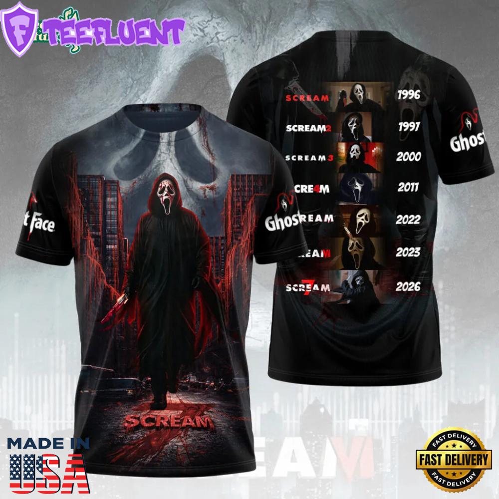 Scream Ghostface Movie Release Dates 3D Tshirt