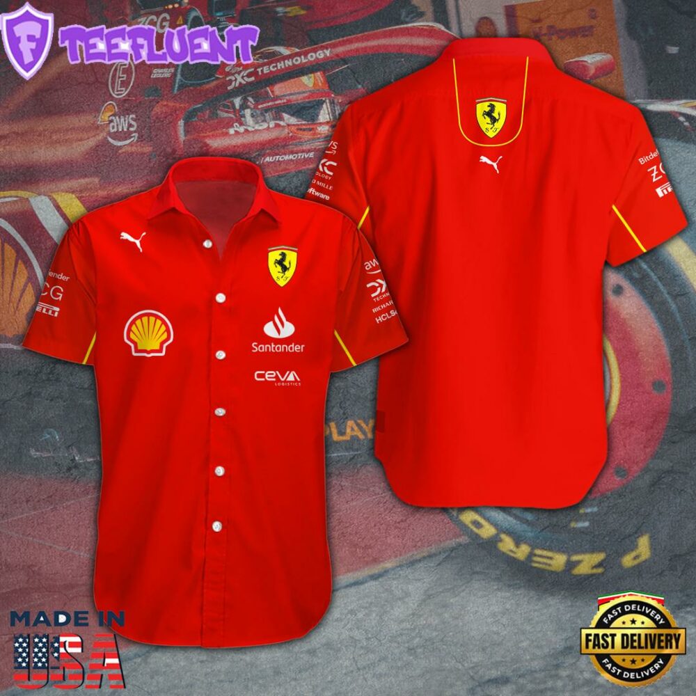 Scuderia Ferrari Short Sleeve Dress Shirt For Man And Women