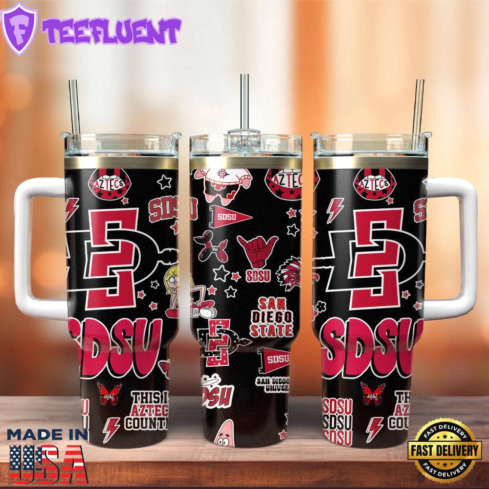 SDSU San Diego State Aztecs NCAA Sport Custom Stanley Quencher 40oz Stainless Steel Tumbler
