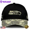 Seattle Seahawks 2024 Salute to Service Club Black Camo Cap Gift For Veteran