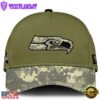 Seattle Seahawks 2024 Salute to Service Club Green Camo Cap Gift For Veteran