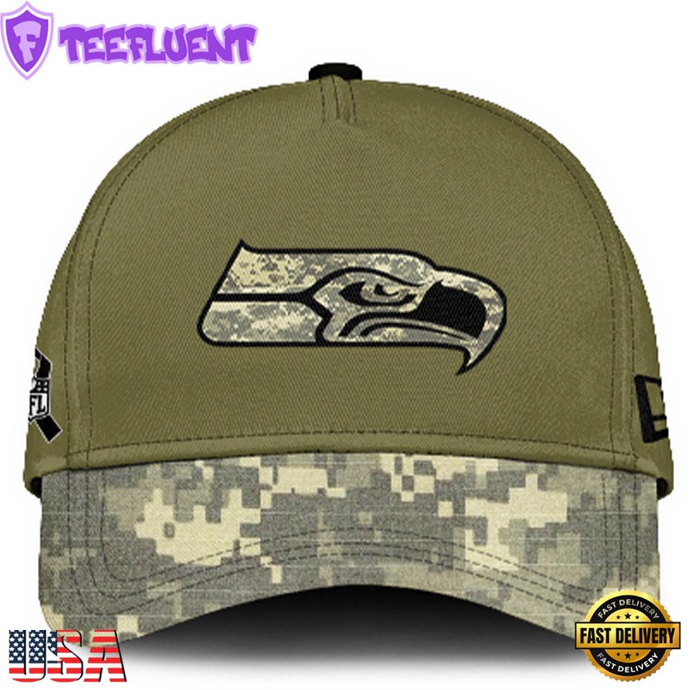 Seattle Seahawks 2024 Salute to Service Club Green Camo Cap Gift For Veteran