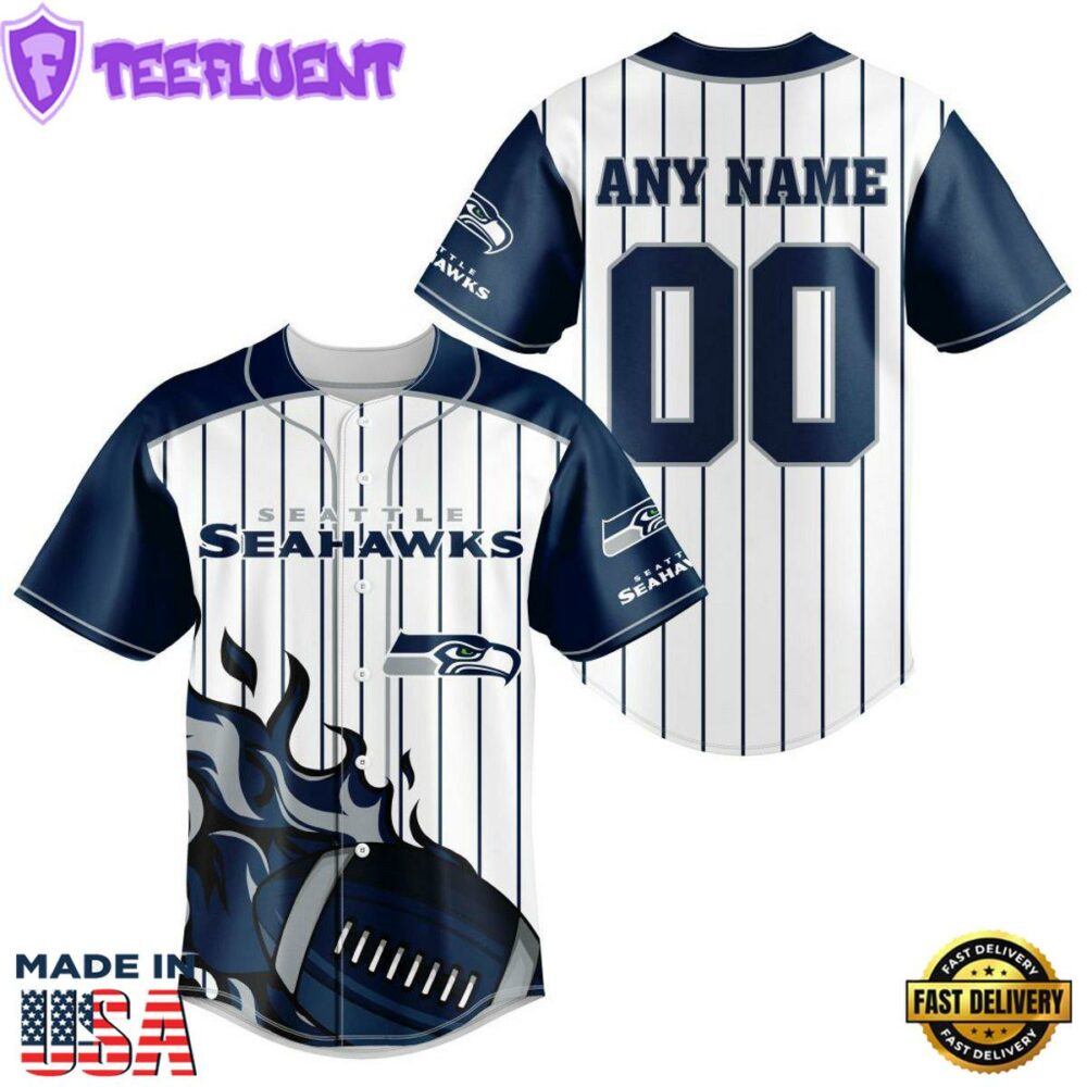 Seattle Seahawks NFL 3D Personalized Baseball Shirt For Fans