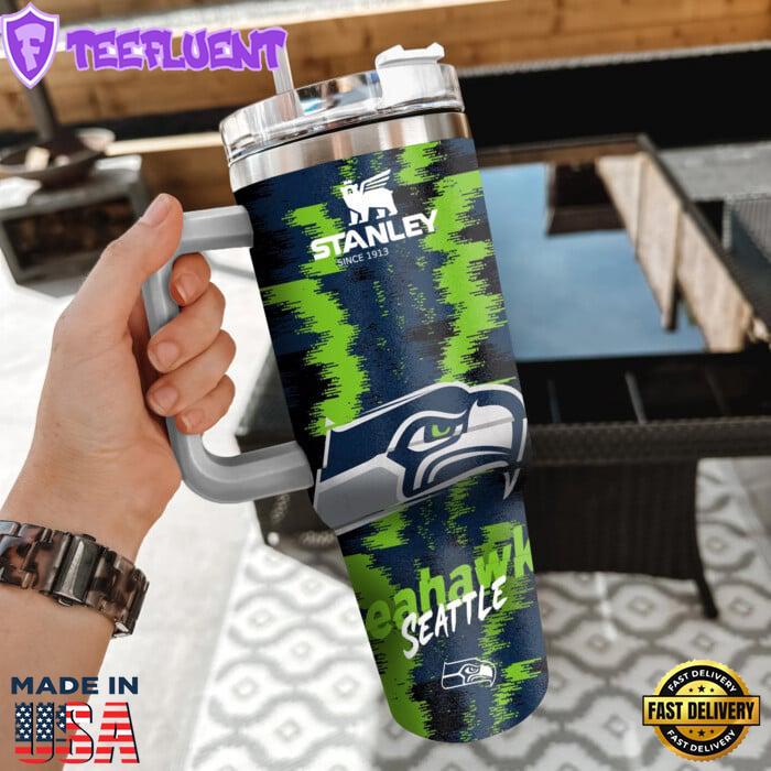 Seattle Seahawks NFL Custom Stanley Quencher 40oz Stainless Steel Tumbler With Handle