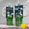 Seattle Seahawks NFL Mickey Mouse Glitter Custom Stanley Quencher 40oz Stainless Steel Tumbler With Handle