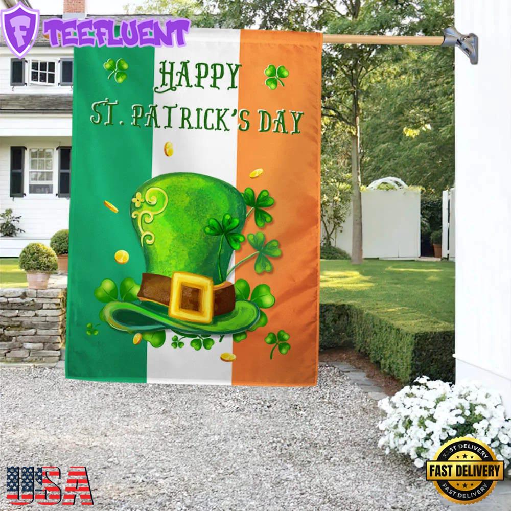 Shamrock Leprechaun's Hat Day House And Garden Flag Decor