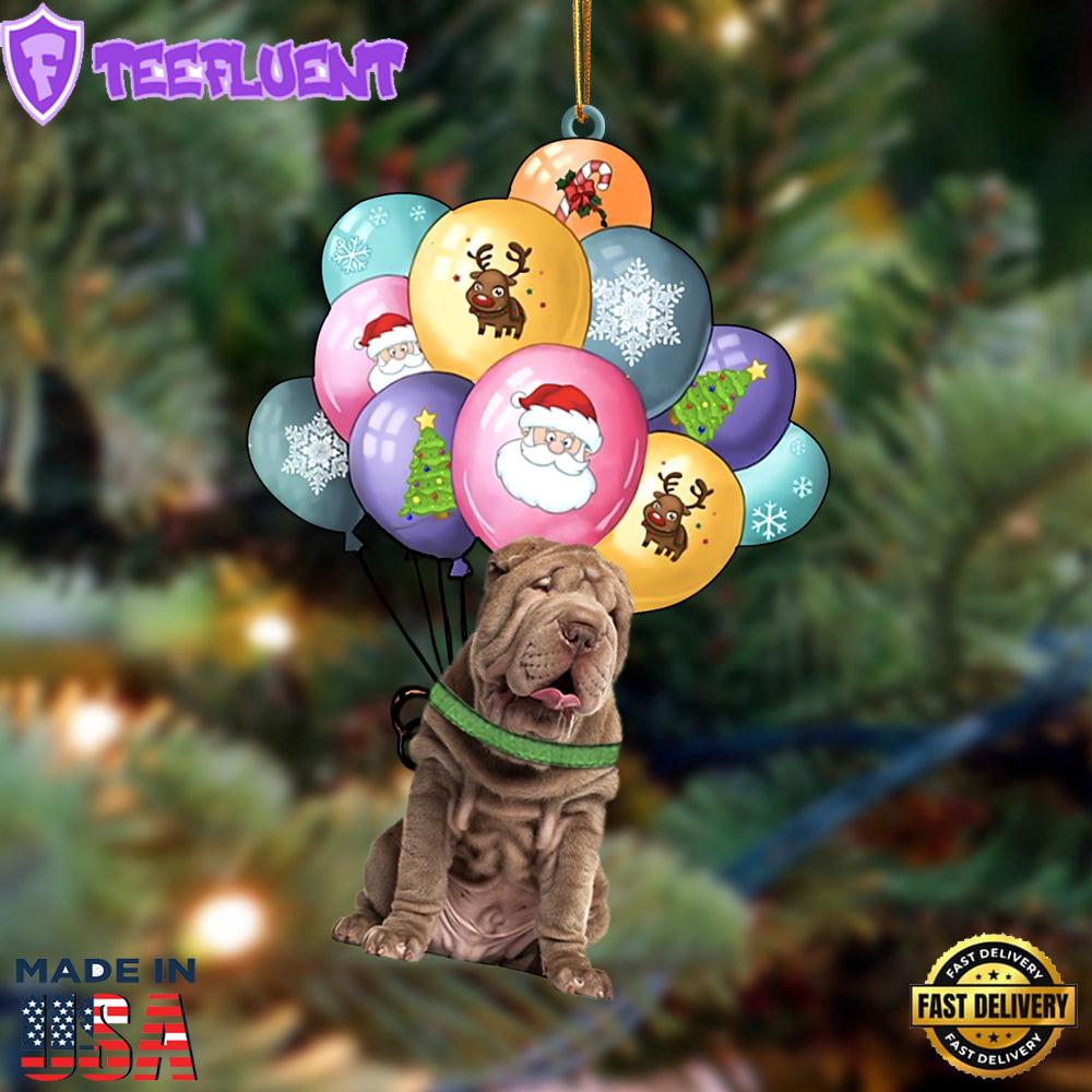 Shar Pei With Balloons Christmas Ornament, Gift For Christmas