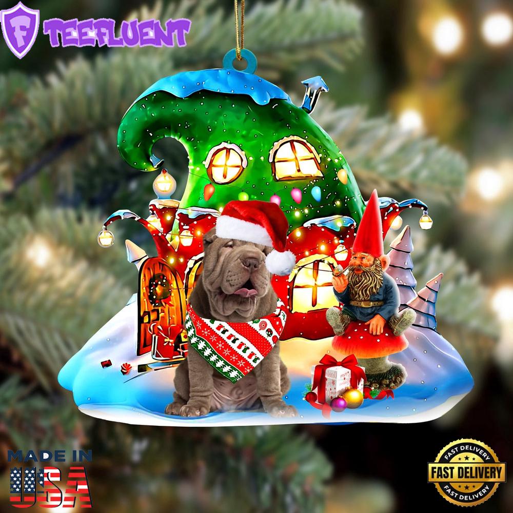 Shar Pei With Rudolph's House Christmas Ornament, Gift For Christmas