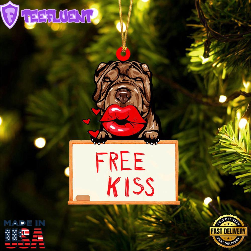 Shar-Pei Free Kiss Christmas Ornament, Gift For Christmas