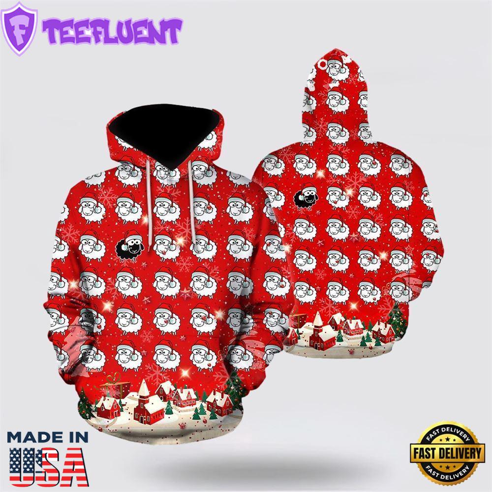Sheep Lover Merry Christmas All Over Print 3D Hoodie
