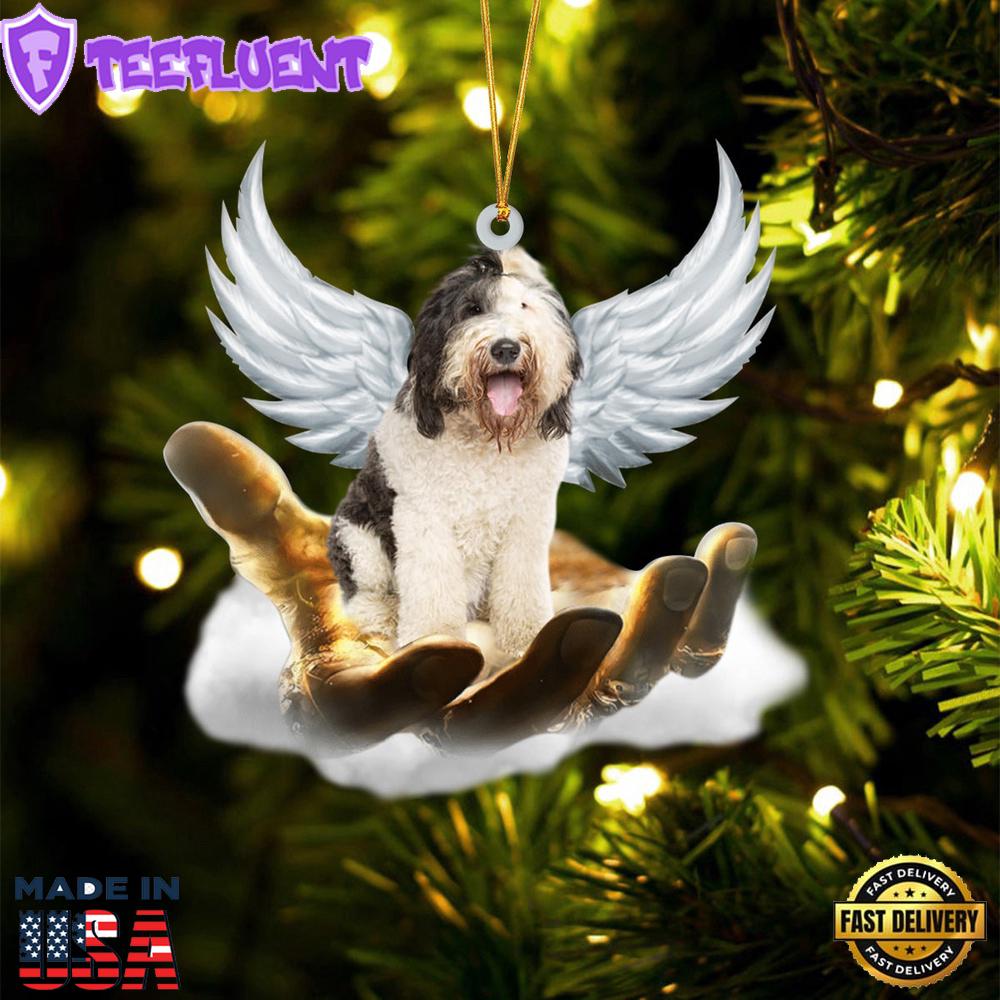 Sheepadoodle On The Hands Of Jesus Ornament, Gift For Christmas