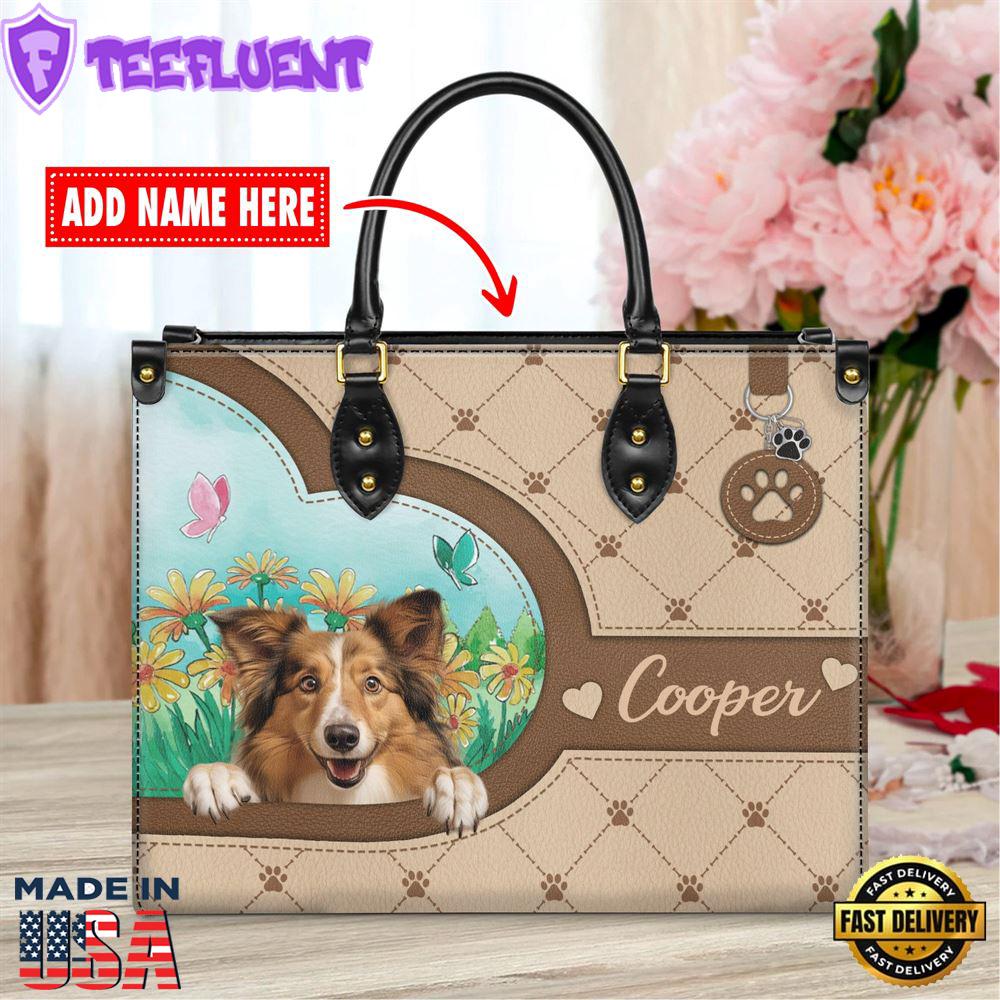 Shetland Sheepdog Dog Duccy Dog Lover Leather Handbag