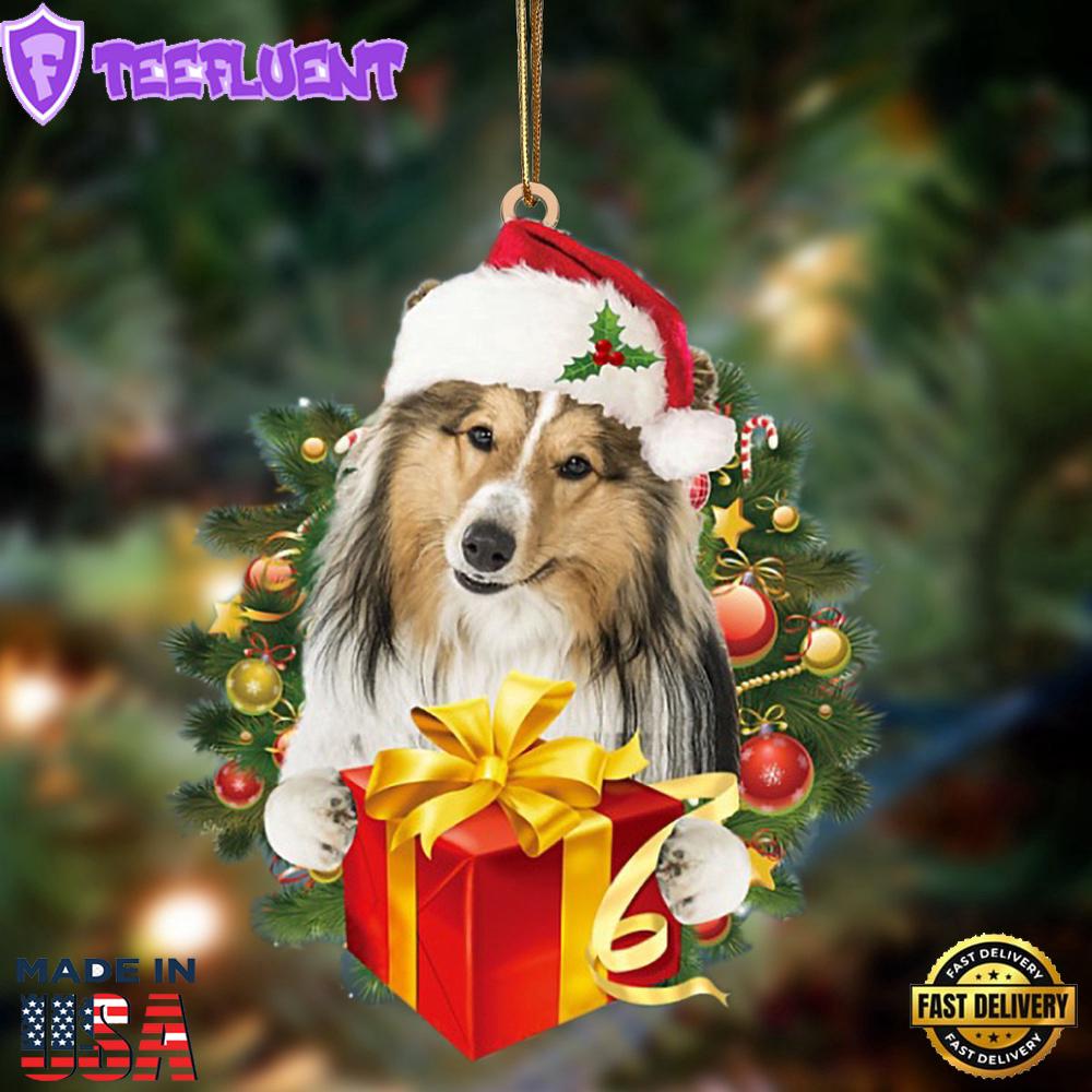 Shetland Sheepdog-Dogs Give Gifts Hanging Ornament, Gift For Christmas