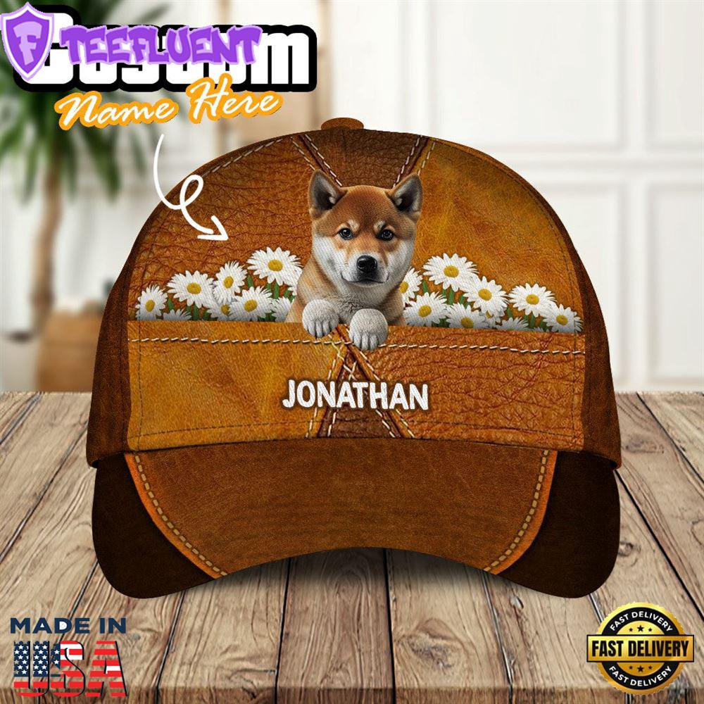 Shiba Inu Dog Daisy Flower Garden 3D Cap