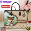 Shiba Inu Dog Duccy Dog Lover Leather Handbag